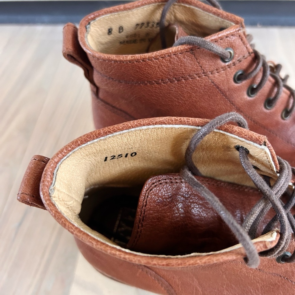 Frye Carson Lace Up Brown Leather Ankle Boots - Picture 4 of 5
